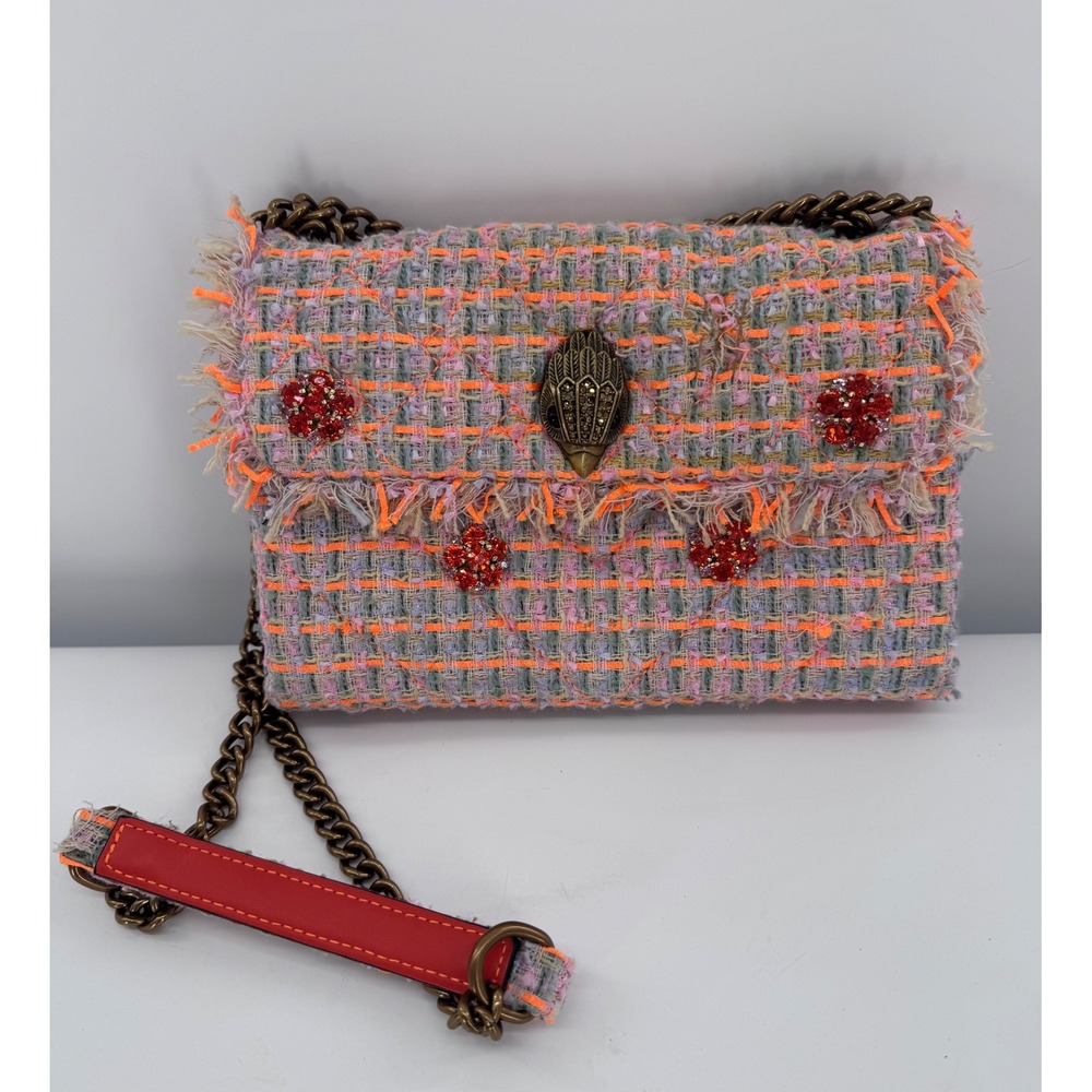 Kurt Geiger Kensington Bag Small Multi Tweed Crystal Embellished Purse Handbag